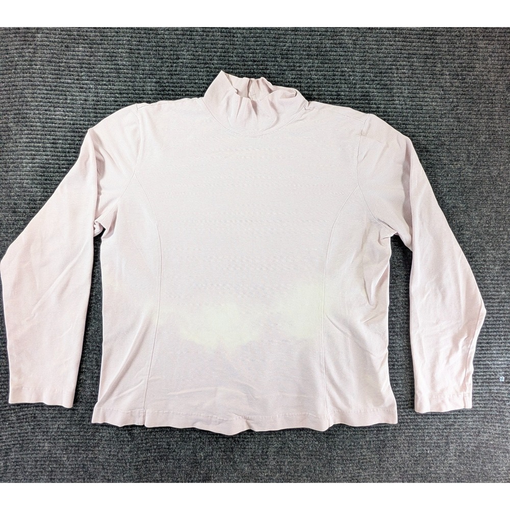 Eddie Bauer Shirt Women XL Pink Cotton Stretch Long Sleeve Classic Mock Neck